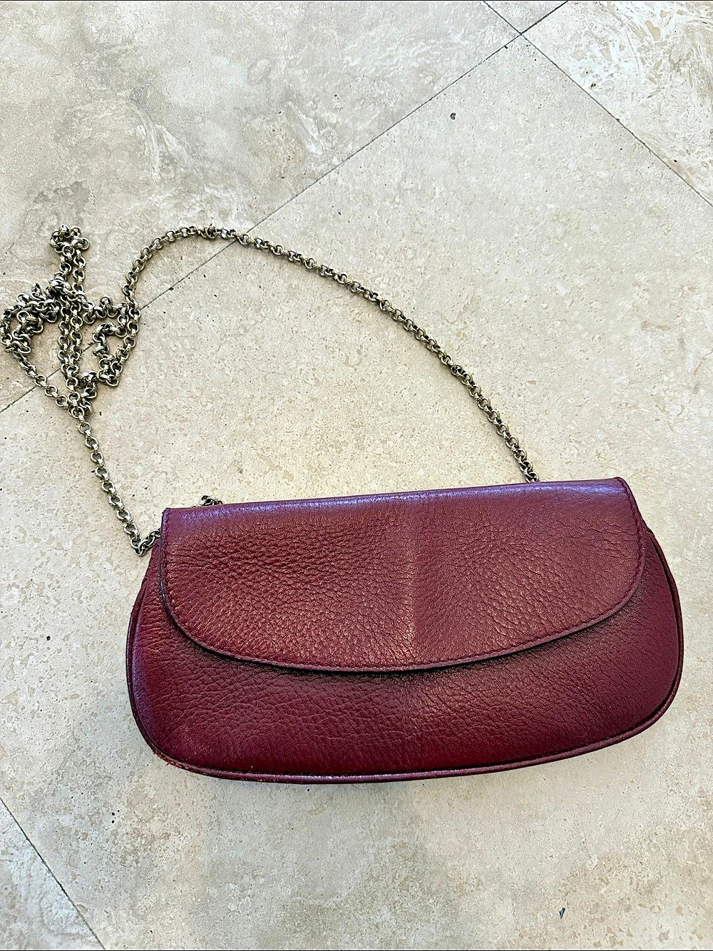 Fabi Italy Burgundy Chain Shoulder Bag